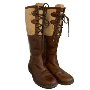UGG Tall Brown Leather Boots Size 7.5